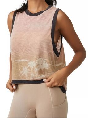 Free People Movement Printed Love Tropical Print Burnout Tank